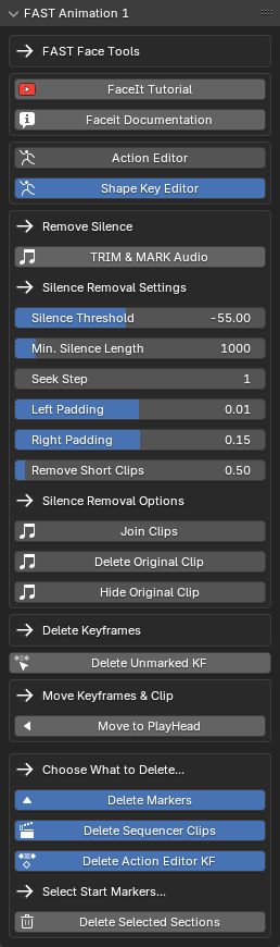 the fast animation studio tools animation one panel