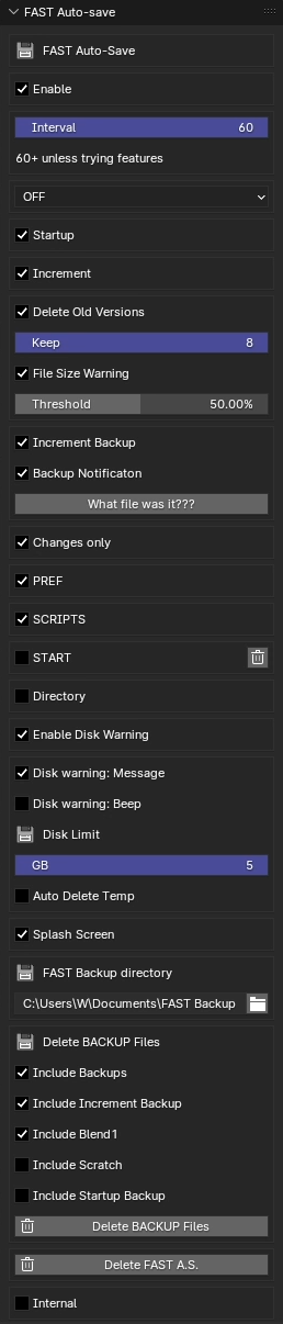 the fast animation studio tools auto save panel